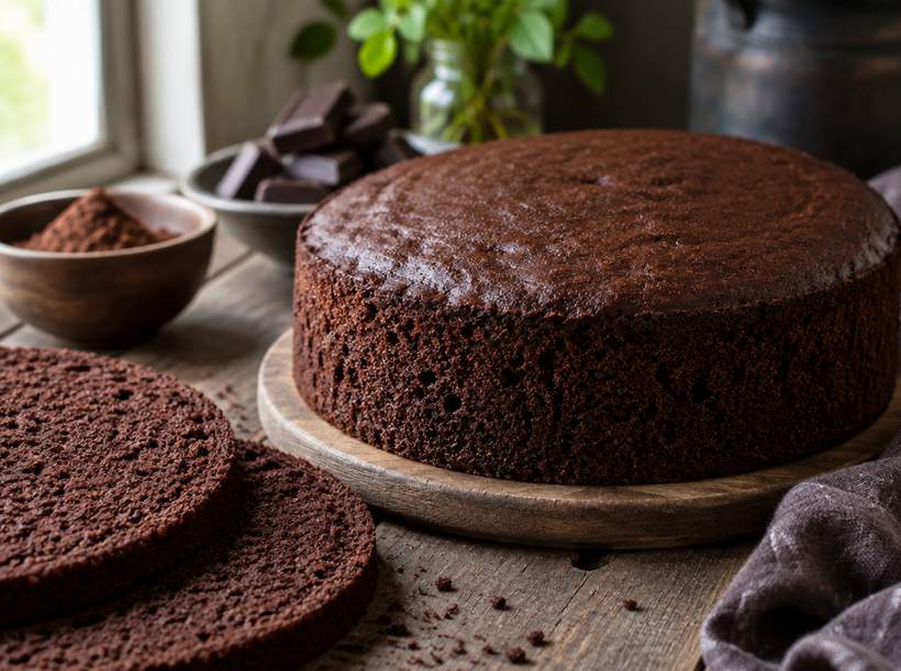 Eggless Chocolate Sponge Cake