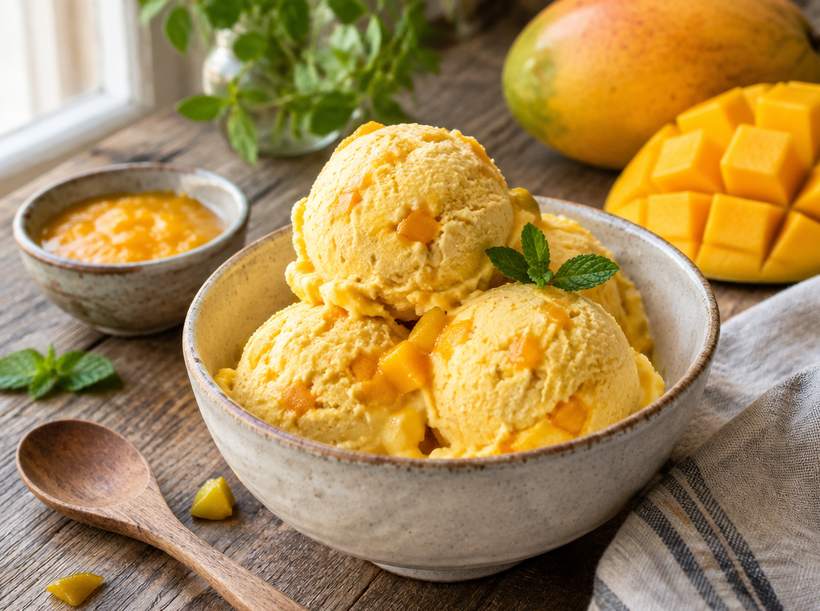 Homemade Mango Ice Cream