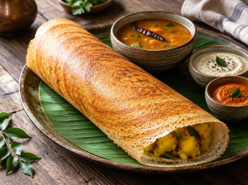 Masala Dosa with Potato Bhaji