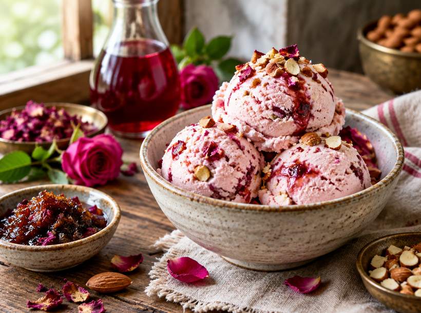 Rose Gulkand Ice Cream